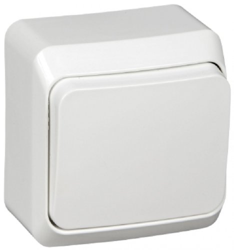 Выключатель кнопочный накладной Systeme Electric Этюд 1-кл. белый картинка